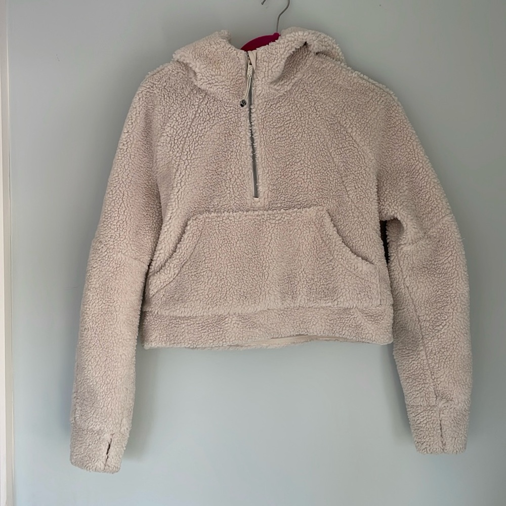 Lululemon cream fleece scuba half zip hoodie